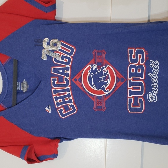 Chicago Cubs (Lot of 3) T-shirts Size Large V-Neck Short Sleeves Red Whi… - Picture 2 of 14